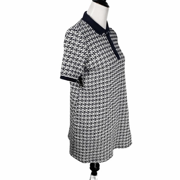 Zara Medium Blue & White Stretchy Knee-Length Knit Dress - Picture 3 of 6